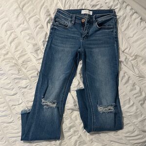 Trendy Blue Distressed Skinny Jeans